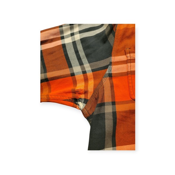 The North Face Y2K Shirt Mens XL Orange/Grey Plaid Long Sleeve Button-Down - Picture 13 of 16
